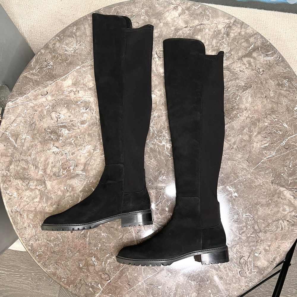 NIB Stuart Weitzman City Boot Black Suede Over the Knee